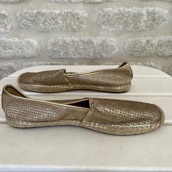 Michael Kors Kendrick espadrilles flats gold leather perforated metallic 8.5 - Picture 7 of 11